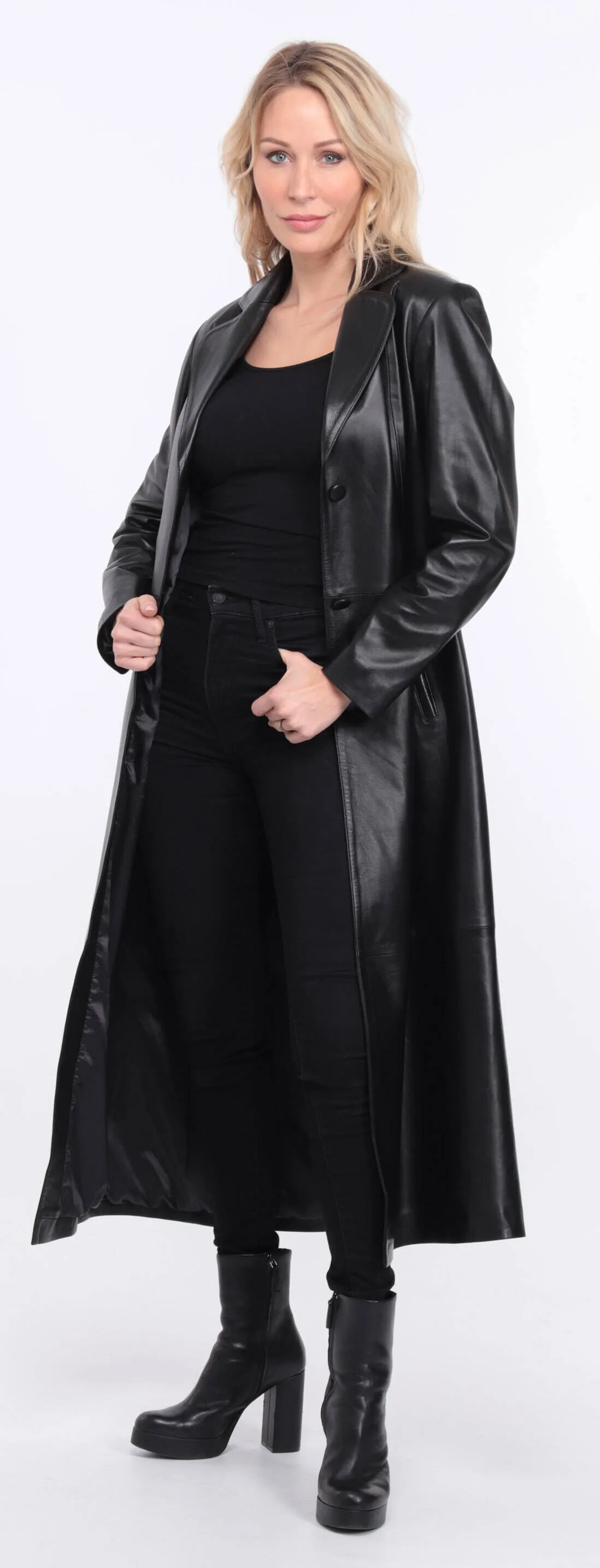 Women's black lambskin leather coat jorda