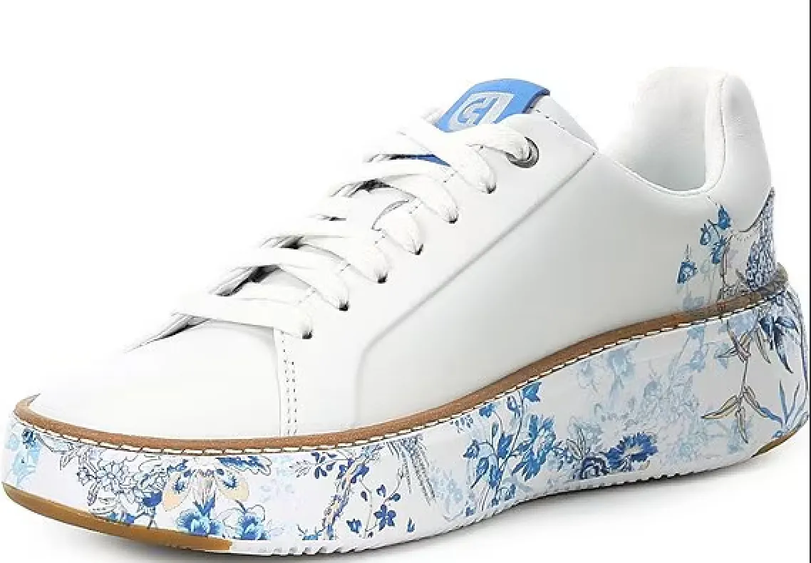 WOMEN'S COLE HAAN GRANDPR TOPSPIN SNEAKER | OPTIC WHITE / BLUE TOILE