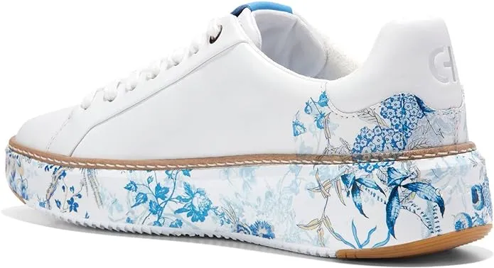 WOMEN'S COLE HAAN GRANDPR TOPSPIN SNEAKER | OPTIC WHITE / BLUE TOILE