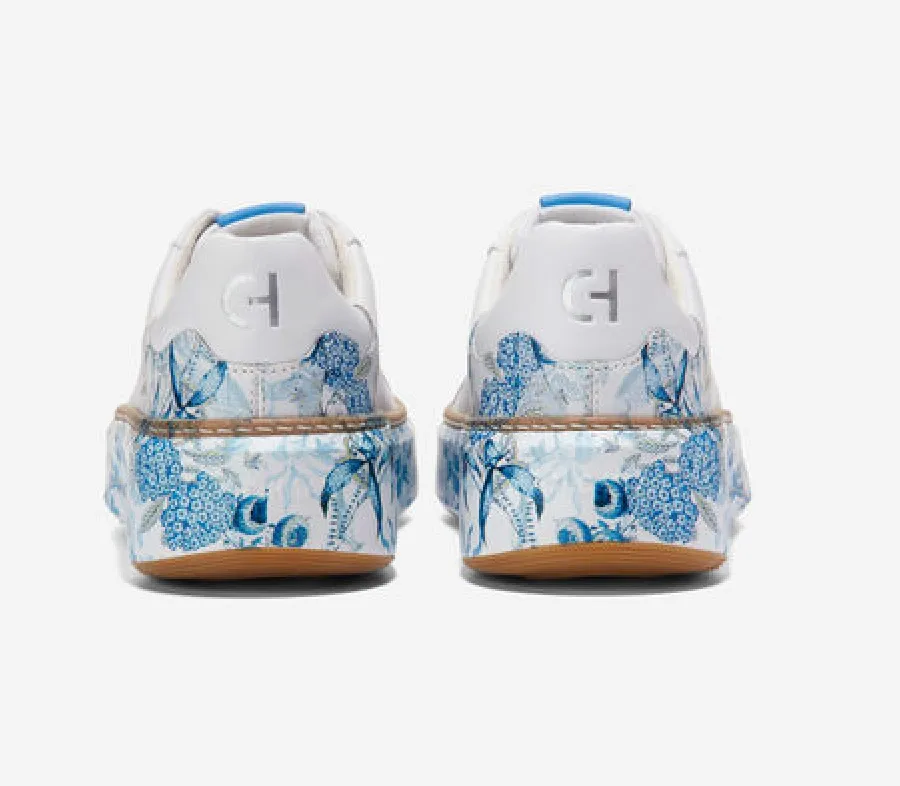 WOMEN'S COLE HAAN GRANDPR TOPSPIN SNEAKER | OPTIC WHITE / BLUE TOILE