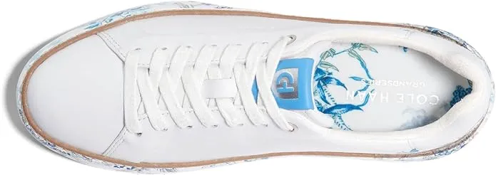 WOMEN'S COLE HAAN GRANDPR TOPSPIN SNEAKER | OPTIC WHITE / BLUE TOILE