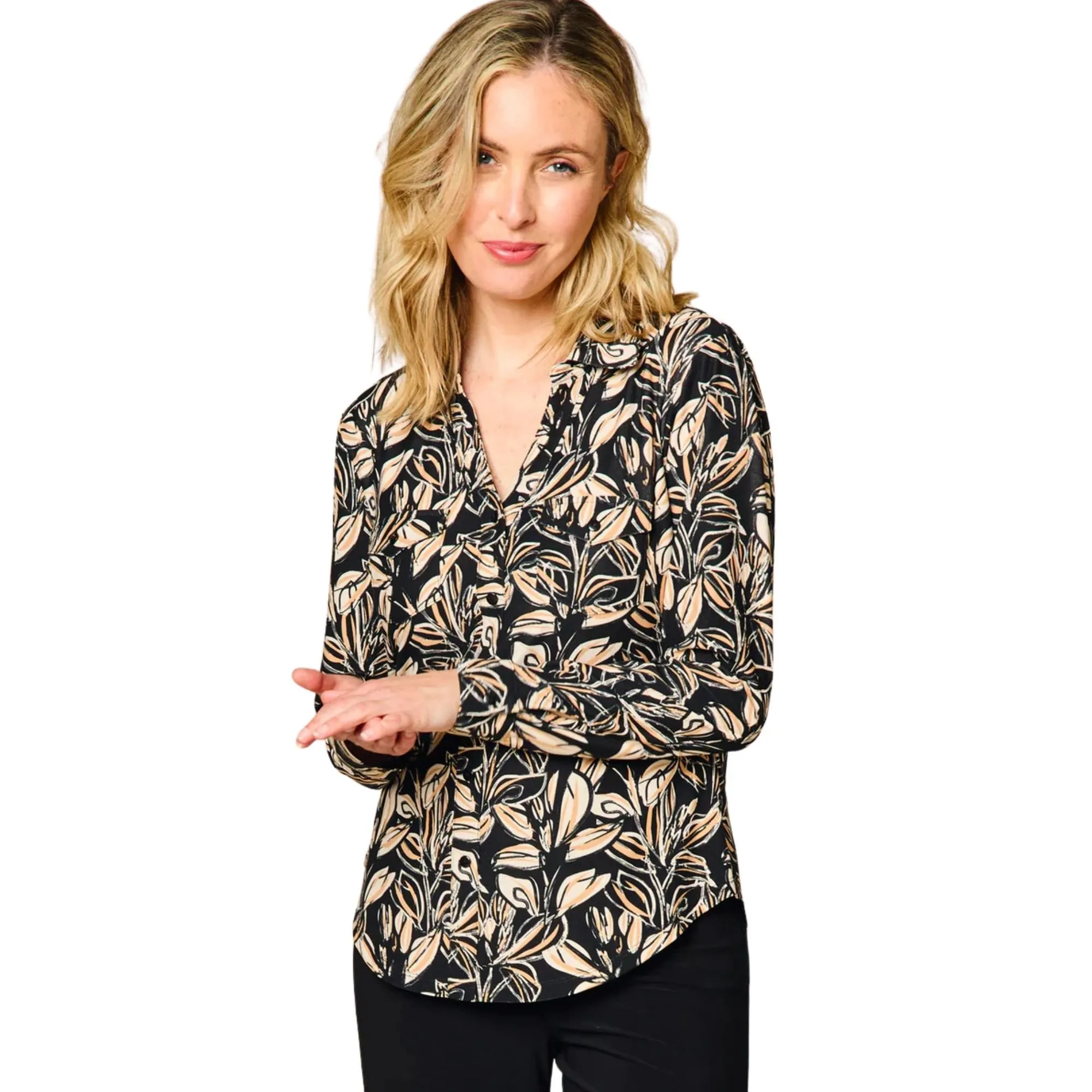 Womens Leaf Print Blouse 