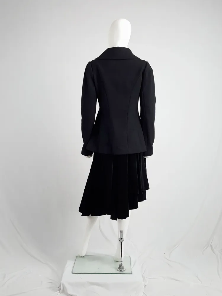 Yohji Yamamoto black double-breasted coat with round collar