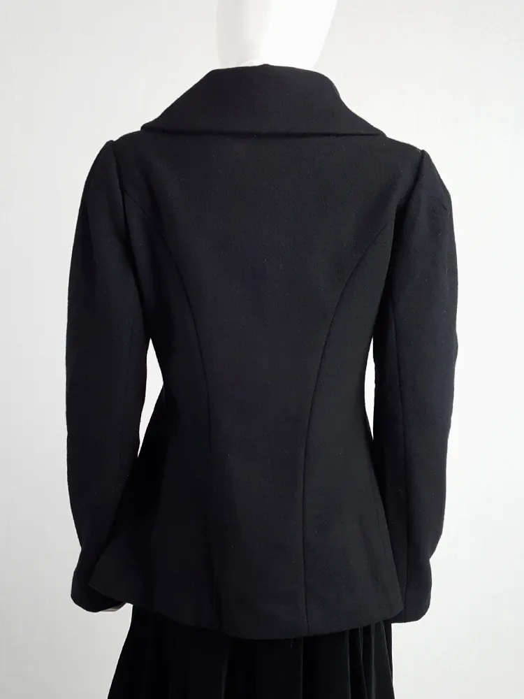 Yohji Yamamoto black double-breasted coat with round collar